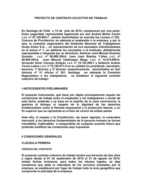 Proyecto De Contrato Colectivo De Trabajo En