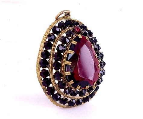 Antique Gold Plate Czech Czechoslovakia Garnet Paste … - Gem
