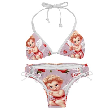 Cupid Swimsuit Women Bikini Set With Detachable Sponge And Adjustable Strap Two Pack Beach