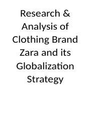 Zara Case Study Docx Research Analysis Of Clothing Brand Zara And