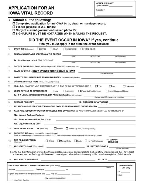 Iowa Birth Certificate Application