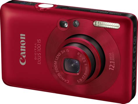 Canon Digital IXUS 100 IS Digital Camera - Red (12.1 MP, 3.0x Optical ...