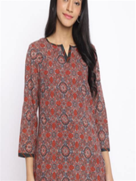 Buy Fabindia Notched Neck Ethnic Motifs Printed Cotton Kurti Kurtis