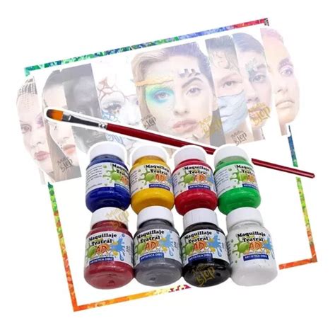 Maquillaje Artistico Teatral Body Painting 8 Colores Pincel