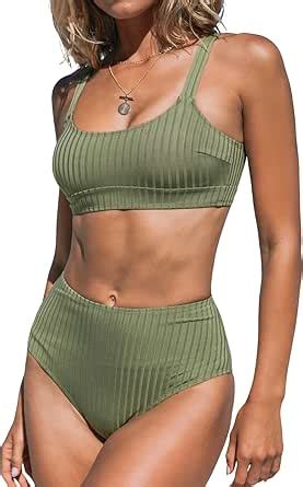 Amazon Cupshe Women S Bikini Sets Two Piece Bathing Suit High
