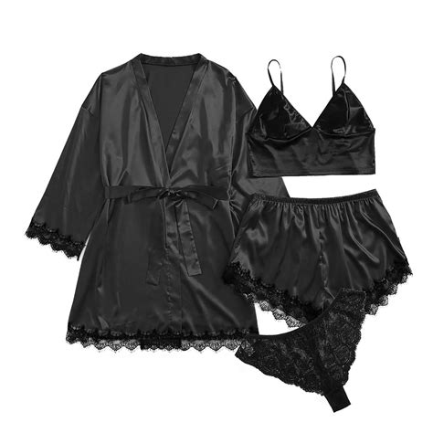 Aoochasliy Sleepwear For Women Plus Size Sexy Lingerie Valentine S Day Silk Robe Satin Bathrobe