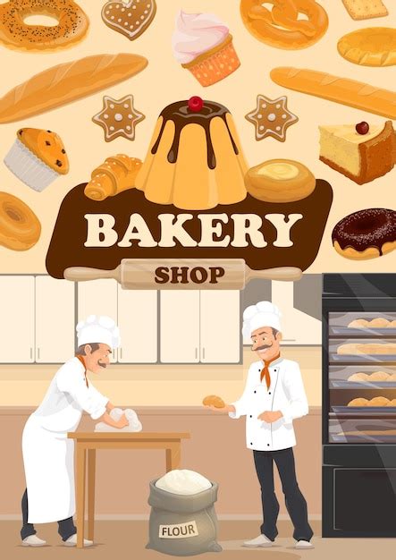 Premium Vector Baker Baking Bread Bakery Shop Pastry Sweets