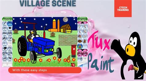 Tux Paint Tutorial- Easy Drawing of Village Scene | Tux paint lesson ...