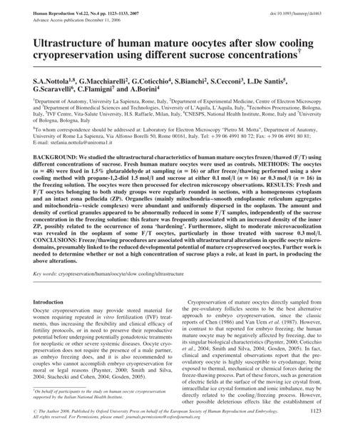 Pdf Ultrastructure Of Human Mature Oocytes After Slow Cooling