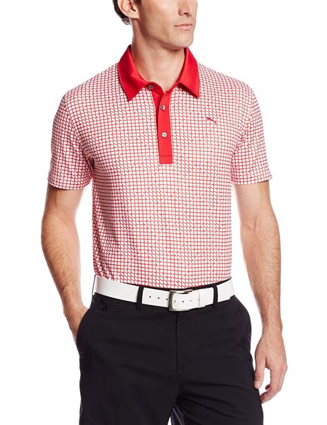 Puma Mens Na Pattern Print Golf Polo Shirts