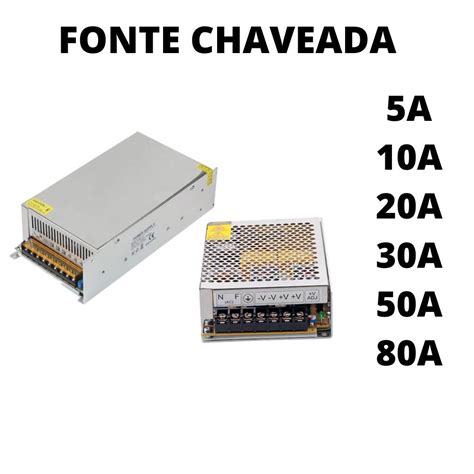 Fonte A W Bivolt Chaveada Saida V P Cftv Led Som Desconto