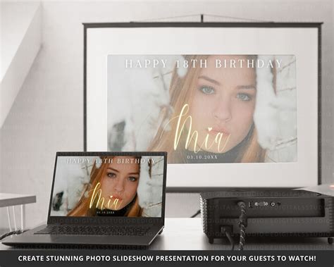 Canva Slideshow Template, 18th Birthday Animated Gold Photo Slideshow