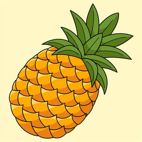 Illustration de dessin animé coloré de fruits ananas Vecteur Premium