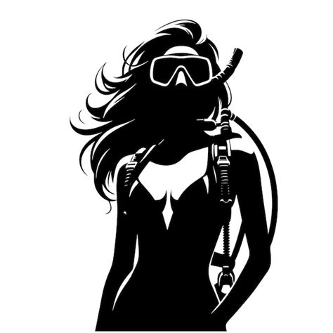 Scuba Taucher Silhouette Vektor Clipart Auf Wei Em Hintergrund