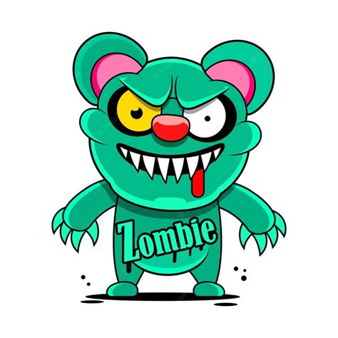 Зеленый плюшевый мишка зомби с конечностями векторная иллюстрация ...