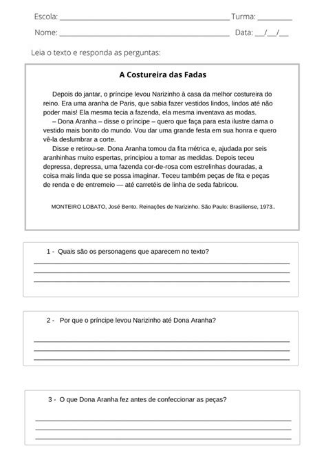 Interpretação De Texto 5 Ano Para Imprimir - 20 Atividades de interpretação de texto para imprimir [5° Ano ...