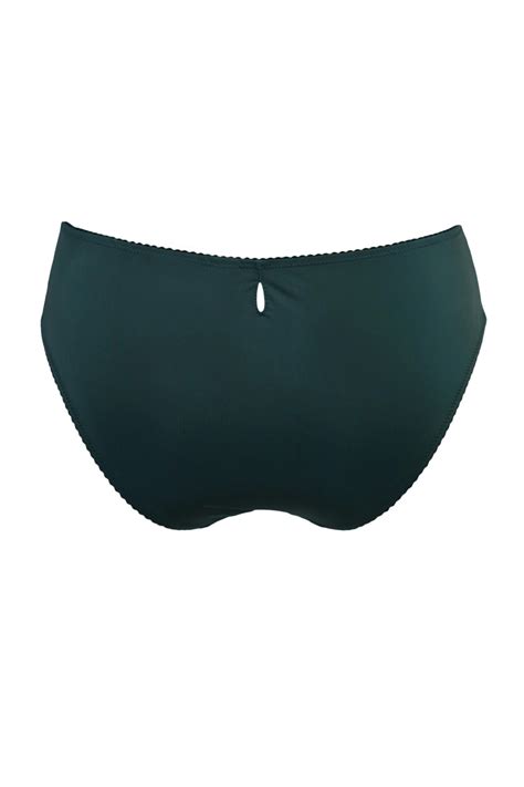 Sofia Embroidered Lace Bikini Brief In Forest Teal Pour Moi Clothing