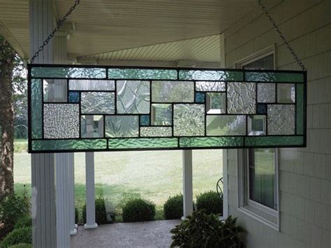 Stained Glass Panel Seafoam Green Window Transom Etsy Stained Glass