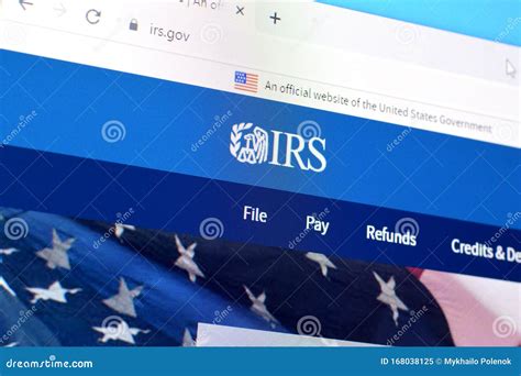 Homepage of Internal Revenue Service Website on the Display of PC, Url