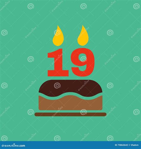 The Birthday Cake With Candles In The Form Of Number 19 Icon Birthday