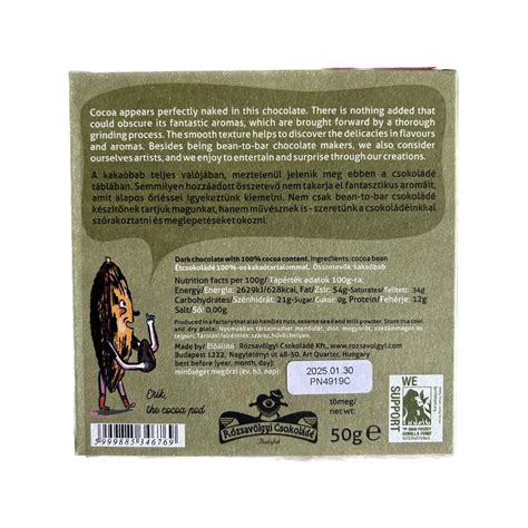 Rózsavölgyi Csokoládé The Naked Cocoa 100 Offshore Goodies