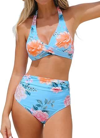 Amazon Cupshe Bikini Set For Women Two Piece Swimsuits High Waisted Halter Twist Backless