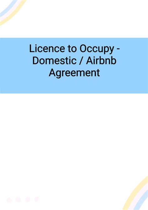 Licence To Occupy Domestic Airbnb Agreement Template In Word Doc