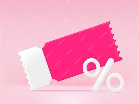 Cupón de regalo 3d con cupón rosa ventas y etiqueta de cupón de