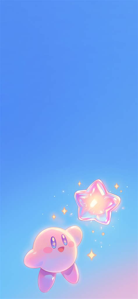 Kirby Waving Glowing Star Wallpapers Minimalist Game Wallpaper