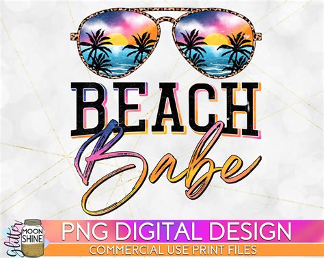 Beach Babe Sunglasses Leopard Png Print File For Sublimation Etsy