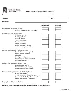 Fillable Online Forklift Operator Evaluation Review Form Fax Email