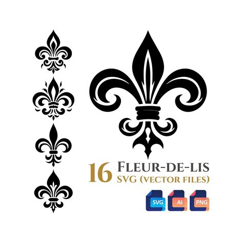 16 Fleur De Lis Svg Vector Clipart Bundle Transparent Background