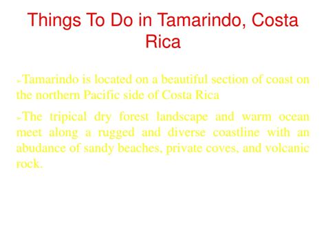 Ppt Top Things To Do In Tamarindo Costa Rica Powerpoint Presentation