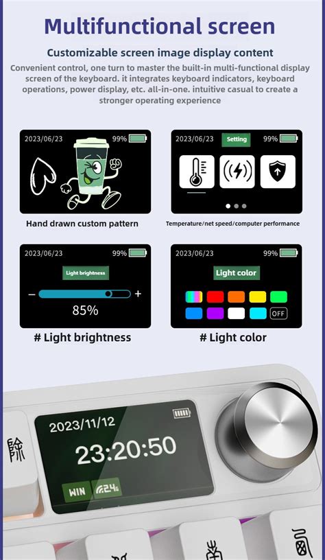 Mathew Tech Kc Pro Mode Wireless Mechanical Keyboard Hot Swappable With Display Knob Rgb