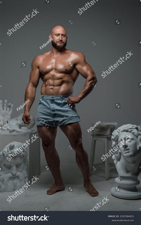 Portrait Muscular Guy Beard Naked Torso Stock Photo Shutterstock