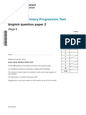 Primary Progression Test Stage 4 Science Paper 1 Nature Spelling