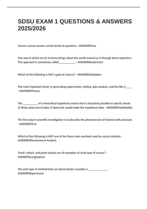 SDSU EXAM 1 QUESTIONS & ANSWERS 2025/2026 - SDSU - Stuvia US