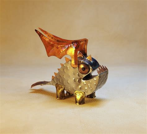 Tin Copper And Brass Dragon Scrap Metal Sculpture Critter Etsy