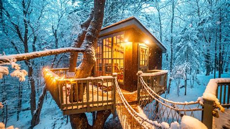 Unique And Cozy Winter Getaways Treehouse A Frame Log Cabin Youtube