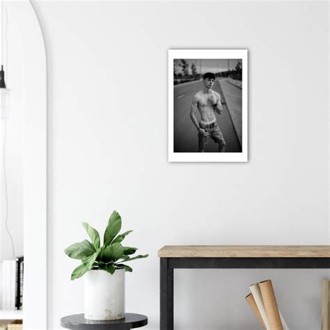 Black White Gay Erotic Photo Handsome Big Black Man Gay Guy Cute Straight Guy Photo Print