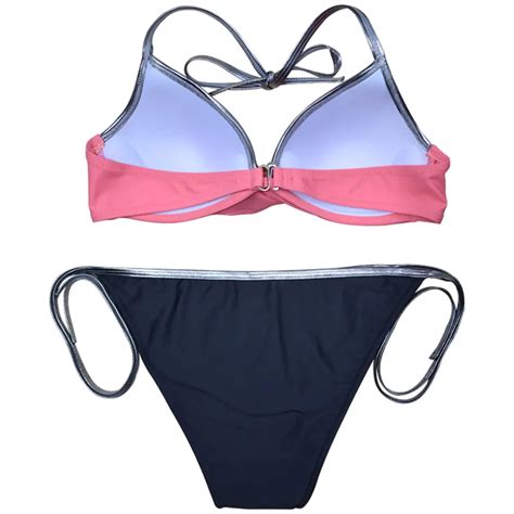 Summer New Two Piece Bikini Swimsuit Solid Color Sexy Womens Two Piece