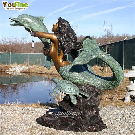 Outdoor Sculptures Bronze Naked Mermaid Statue For Garden
