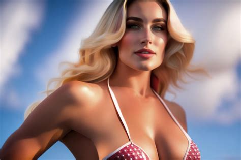 Premium AI Image A Beautiful Blonde Woman With Long Hair Looking At The Camera And Wearing A