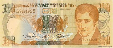 100 Lempiras HONDURAS 1994 P.075c b97_0934 Banknotes