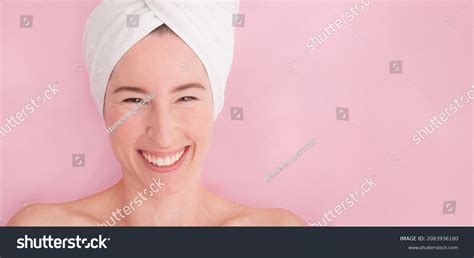 Beauty Portrait Cheerful Attractive Half Naked Stock Photo