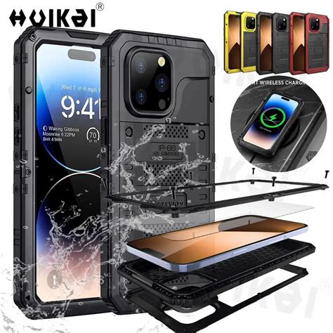 Металлический водонепроницаемый чехол для iPhone 15 Pro Max 14 Pro 13 ...