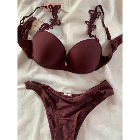 Conjunto De Lingerie Vinho Shopee Brasil