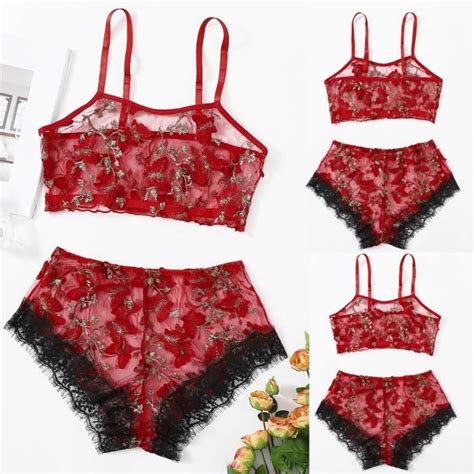 Papillon Broderie Dentelle Sexy Lingerie Sous vêtements Vêtements de nuit Sous vêtements Pyjamas