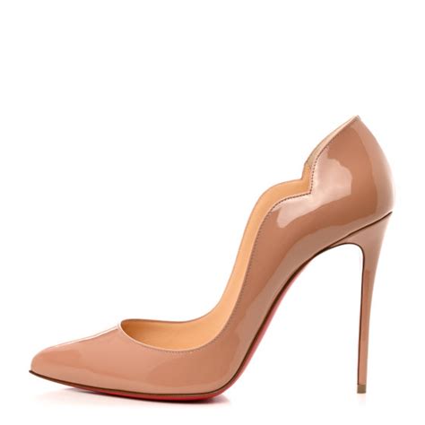 CHRISTIAN LOUBOUTIN Patent Hot Chick 100 Pumps 40 Nude 1459373 FASHIONPHILE