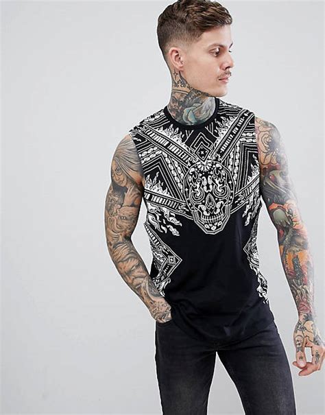 Asos Design Longline Sleeveless T Shirt With Dropped Armhole With